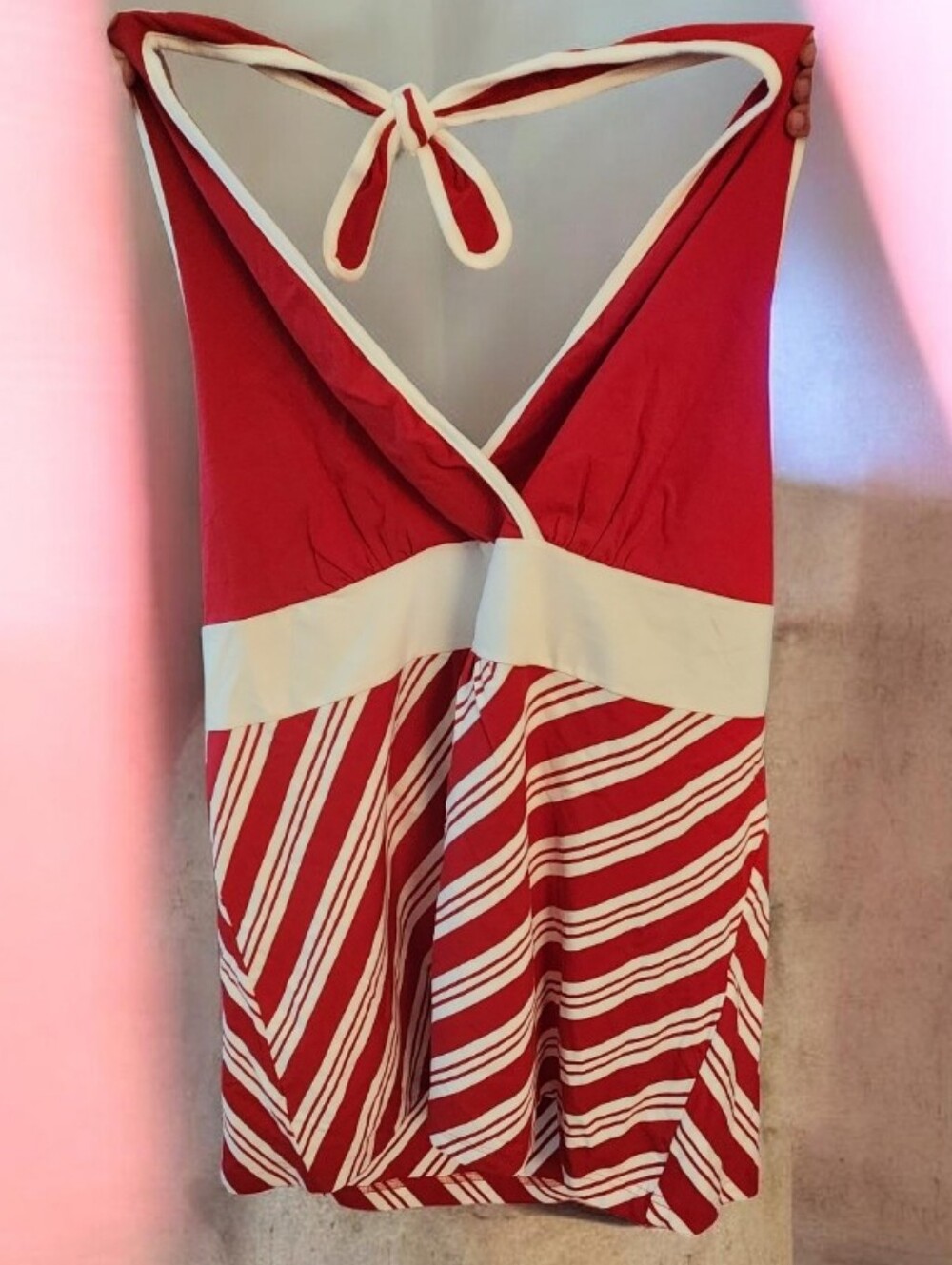 Red and White Halter Style Top